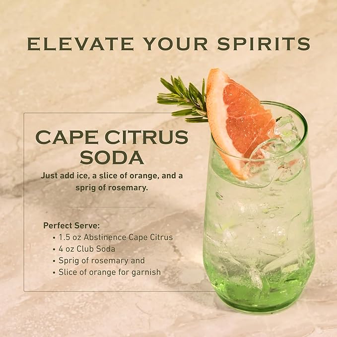 Abstinence Cape Citrus Non Alcoholic Spirit 750ml Award-Winning Calorie-Free Sugar-Free Botanical Inspired Vibrant Citrus and Warm Spice Notes Zero Proof Mocktail Alternative