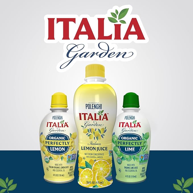 Italia Garden Italian Lemon Juice Not From Concentrate Real Perfect for Cooking Drinks Marinades &amp More Pure Citrus Flavor with Convenient Squeeze Bottle 16 oz 3-Pack