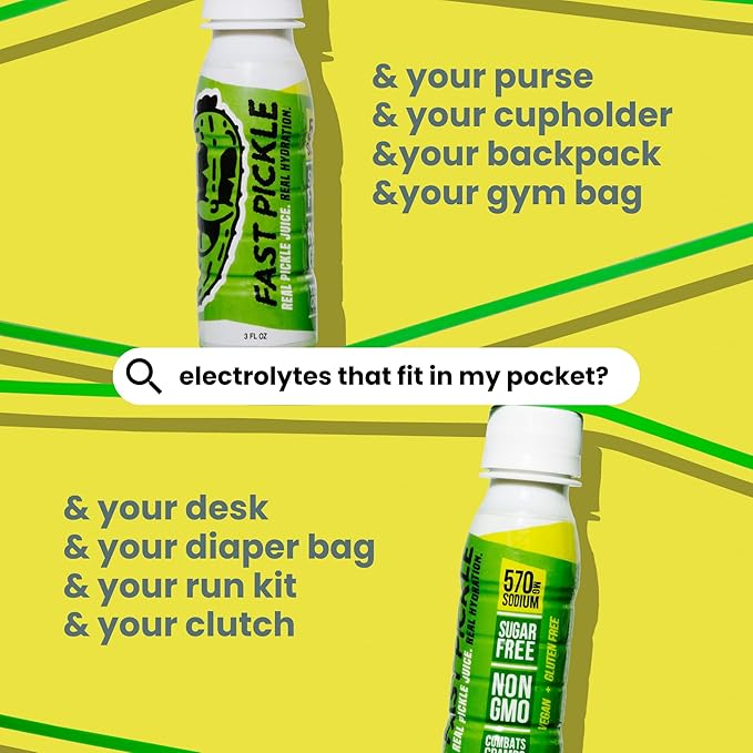 Fast Pickle Juice Pickle Shots For Leg Cramps Relief - Hydration &amp Electrolyte Support No Sugar Natural Ingredients - 3 Oz 24 Pack