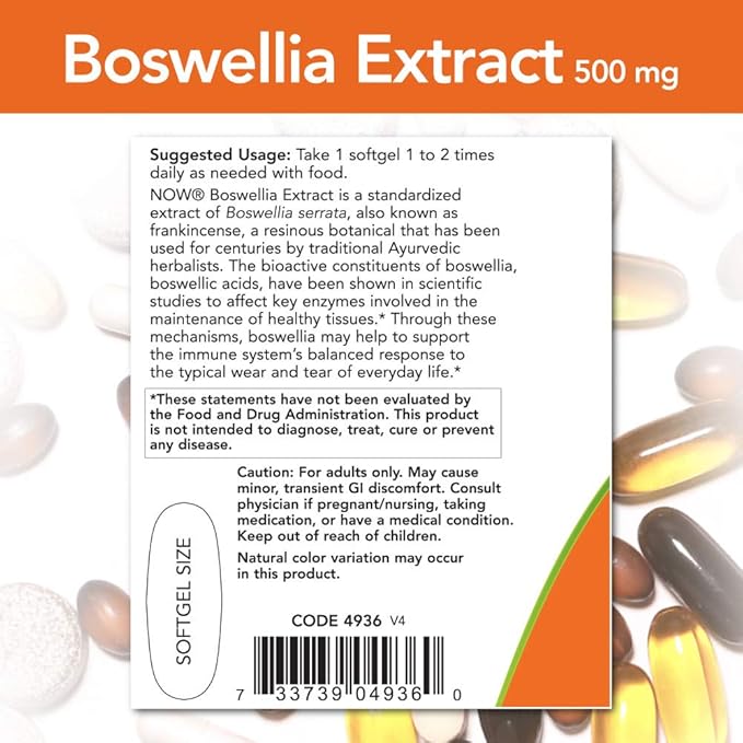 NOW Foods Boswellia Extract 500 mg Softgels 90 Count x 2