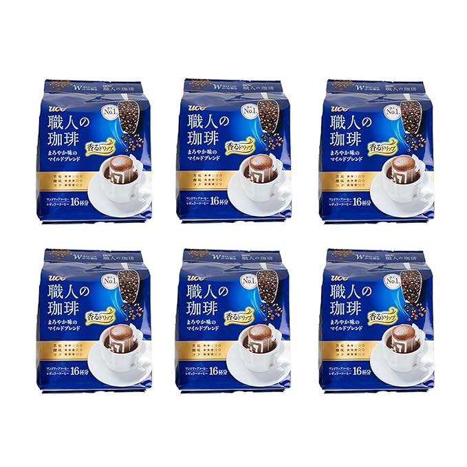 UCC Shokunin Coffee Mild Blend Single Serve Japanese Style Pour Over Coffee Imported from Japan 96 Individual Bags 0.25 Oz (7g) per bag Sun-Dried Beans Artisan Crafted Each Bag Makes 5 oz Cup