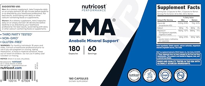 Nutricost ZMA 180 Capsules (2 Bottles)