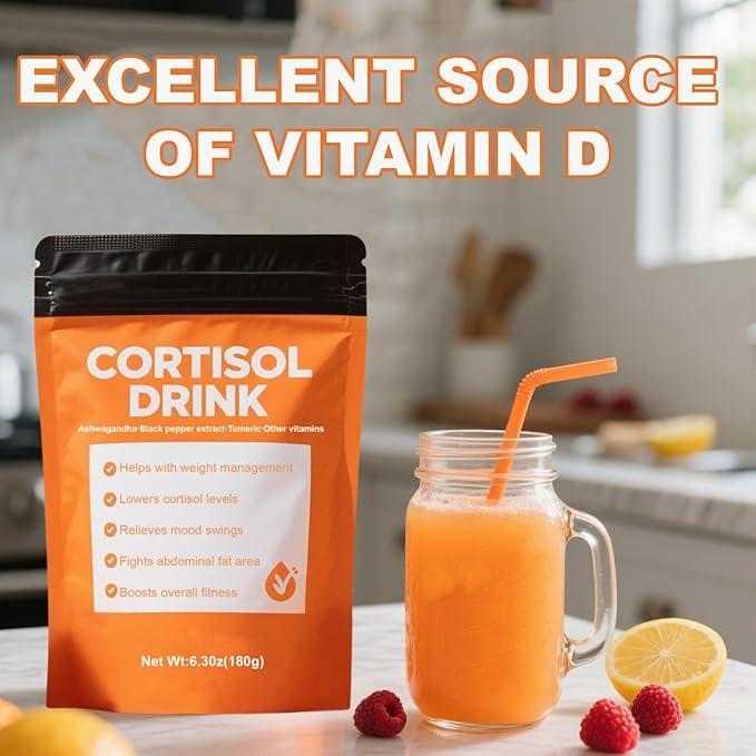 Cortisol Drink Powder - Cortisol Supplements for Women Ashwagandha L-Theanine Turmeric Root Black Pepper Extract for Relax &amp Focus Healthy Cortisol Levels Mental Clarity (1pc)