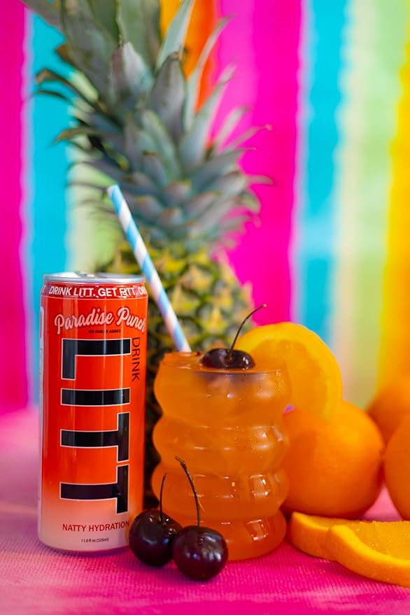 DRINK LITT PARADISE PUNCH | Fruit Punch | Natty Hydration | Natural Electrolytes | B Vitamins | 11 oz (Pack Of 12)