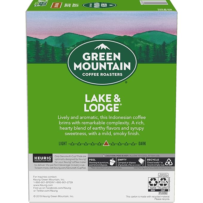 Green Mountain Coffee Roasters Lake and Lodge Blend Keurig Single-Serve K-Cup pods Medium Roast Coffee 96 Count