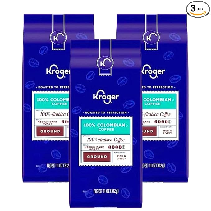 100% Colombian Medium Dark Roast Ground Coffee 11 oz Pack of 3 Rich Smooth Flavor Freshly Roasted Premium Beans