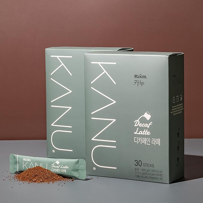 Maxim KANU Decaf Latte 30 Sticks - Korean Instant Sweet Coffee (405g x 30)