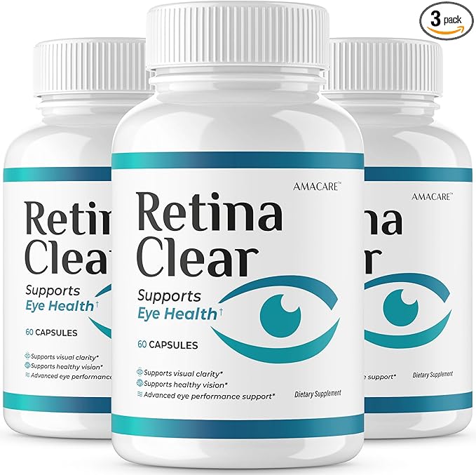 (3 Pack) Retina Clear – Retina Clear Eye Supplement Capsules Reviews Official RetinaClear Vision Support Pills Health Natural Ingredients Vitamin Advanced Formula 180 Capsules for 3 Months