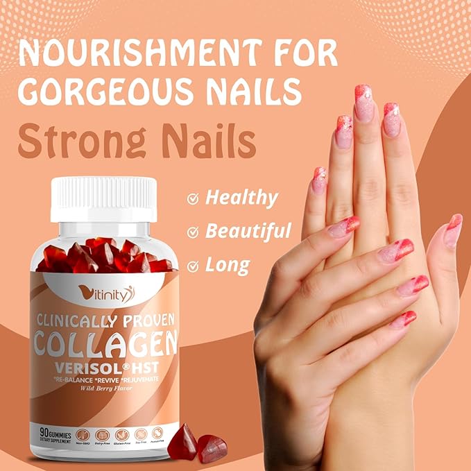 VITINITY VERISOL® HST+HA+VIT C Collagen Hard Chewy Gummies Clinically Proven Beauty.FirmerSmoother SkinFewer WrinklesReduced Cellulite.True Beauty from Within.The Look-Good Feel-Good -30 Day Supply