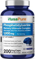NusaPure Phosphatidylserine Memory Ultimate Complex 1000mg 200 Vegetarian Caps (Vegan Non-GMO)