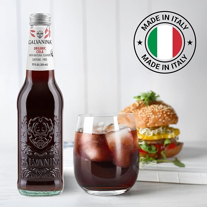 Galvanina Cola – Premium Organic Italian Sparkling Soda 12 fl oz (12 Glass Bottles) | Balanced Effervescent Cola Made with Organic Ingredients.