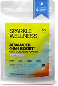 Sparkle Wellness Advanced 4 in 1 Boost | Clinically Tested Multi Collagen Powder with VERISOL FORTIBONE FORTIGEL TENDORFORTE | Skin Hair Bone Joint Health | No Flavor