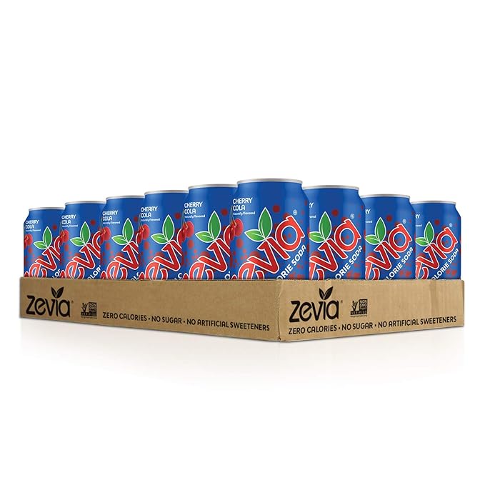 Zevia Zero Calorie Soda Cherry Cola Naturally Sweetened Soda (24) 12 Ounce Cans Cherry Cola-flavored Carbonated Soda &amp Zero Calorie Energy Drink Variety Pack 12 Ounce (Pack of 12)
