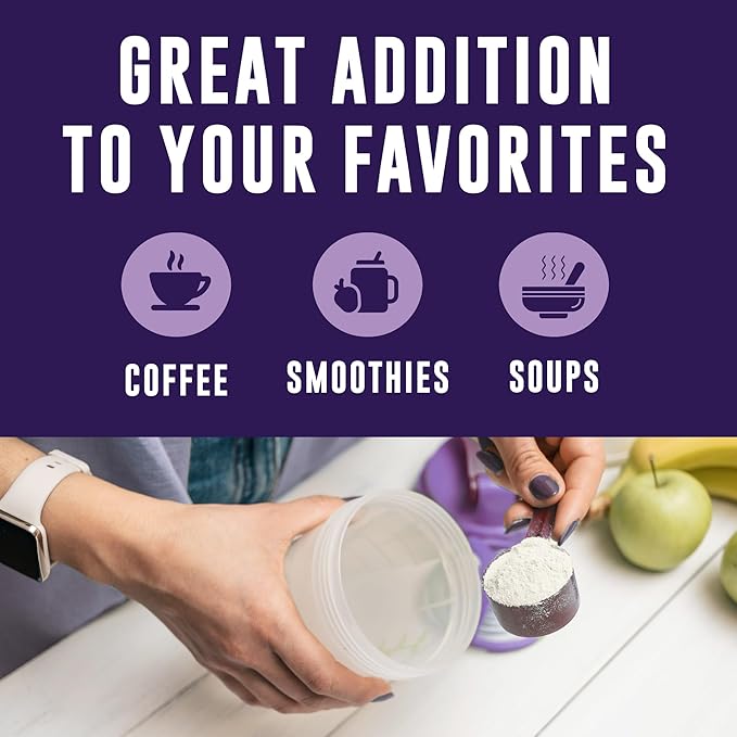 16oz Bone Broth Powder with Grass Fed Collagen Peptides - Unflavoured Zero Carb Dairy Free No Additives No Fillers - Natural Source Type I and III - Grass Fed Bone Broth Collagen Powder