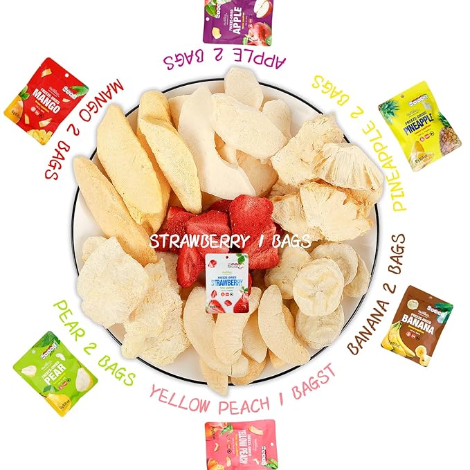 ONETANG Freeze-Dried Mixed Fruit 24 Pack Single-Serve Pack Non GMO Kosher No Add Sugar Gluten free Vegan Holiday Gifts Healthy Snack 0.35 Oz