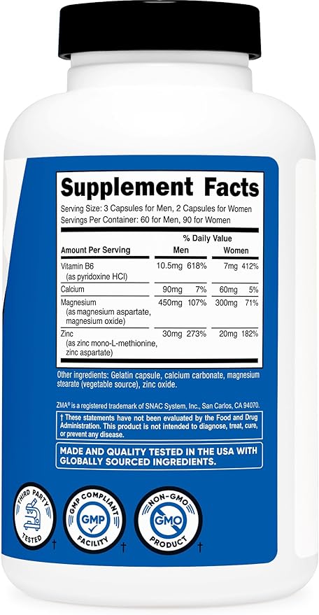 Nutricost ZMA 180 Capsules - Non-GMO and Gluten Free ZMA Supplement (Pack of 2)