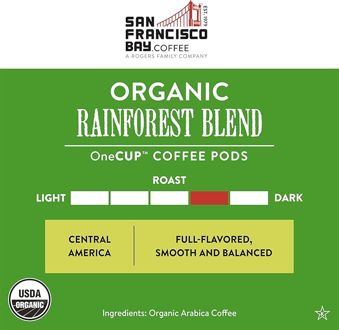 San Francisco Bay Compostable Coffee Pods - Organic Rainforest Blend (80 Ct) K Cup Compatible including Keurig 2.0 Medium Dark Roast