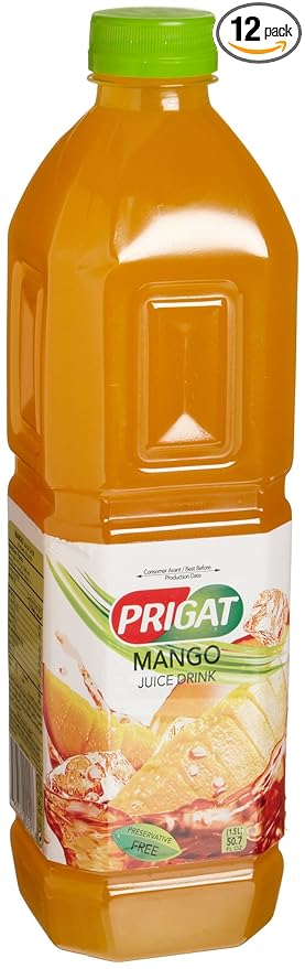 Prigat Mango Juice Drink 50.7-Ounce Plastic Bottles (Pack of 12)