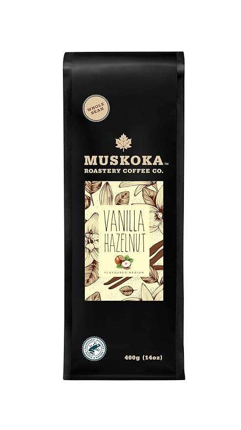 Muskoka Roastery Coffee Vanilla Hazelnut Medium Roast Whole Bean Coffee 400g