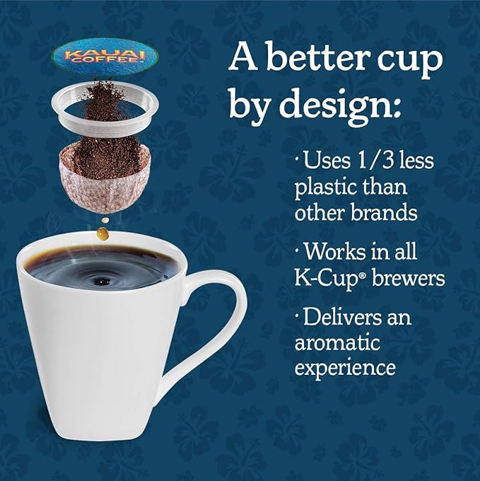 Kauai Coffee Pods Compatible with K-Cup Pods for Keurig Brewers – 20% Hawaiian Arabica – Medium Roast Rich Smooth No Bitterness – Garden Isle 4 Packs of 12 Single Serve Cups