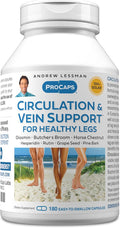 ANDREW LESSMAN Circulation Vein Support for Healthy Legs 180 Capsules - High Bioactivity Diosmin Butcher's Broom Visibly Reduces Swelling and Discomfort in Feet Ankles Calves Legs