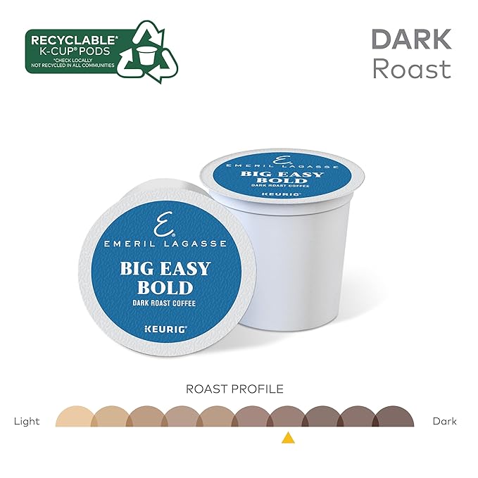 Emeril Big Easy Bold Coffee Single-Serve Keurig K-Cup Pods Dark Roast 48 Count (2 Boxes of 24 Pods)