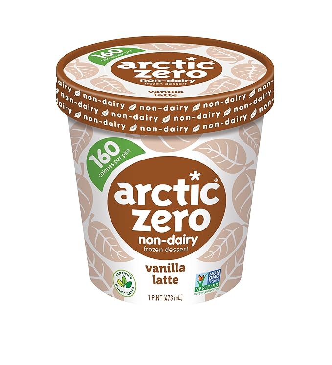 Arctic Zero Non-Dairy Plant Based Frozen Dessert Pints Pack of 6 (Vanilla Latte)