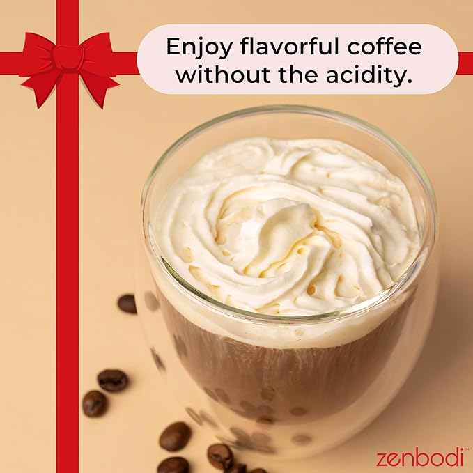 Zenbean Holiday Series Holiday Blend - Flavored Holiday Coffee Medium Grind Infrared Roasted Arabica Coffee Low Acid with Rhodiola Rosea and L-Theanine Makes 20 Servings 12 Ounce Bag