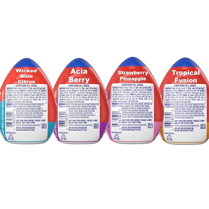 Mio Energy Water Enhancer Variety Pack 1.62 fl oz 4 Flavors (Wicked Blue Citrus Acai Berry Strawberry Pineapple Tropical Fusion) with Caffeine and B-Vitamins Zero Sugar