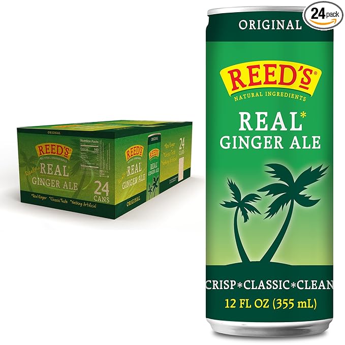 Reed's Real Ginger Ale - Made with Pressed Organic Ginger - Crisp Classic Taste - 12oz Slim Cans 24 Pack