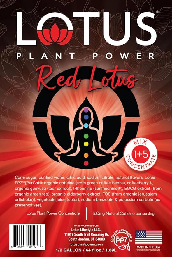 Lotus Energy Drink Concentrate 64 fl oz (White &amp Red) Pack of 2