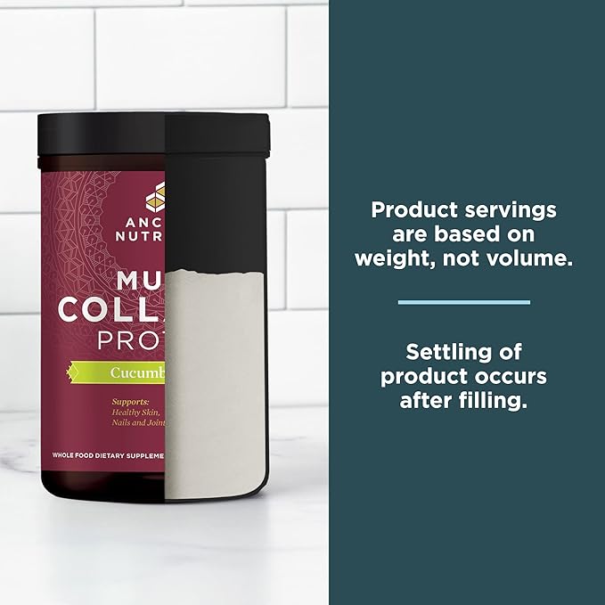 Ancient Nutrition Collagen Powder Protein Multi Collagen Protein Cucumber Lime Hydrolyzed Collagen Peptides Supports Skin and Nails Joint Supplement 18.6oz
