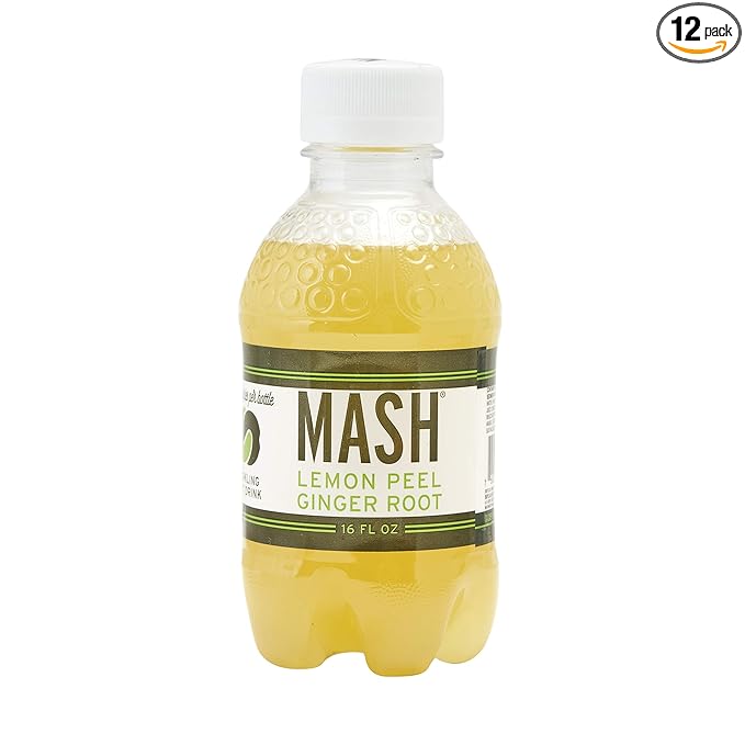 Mash Natural Essence Low-Calorie Sparkling Water Beverage 16 Fluid Ounce (Lemon Peel Ginger Root Pack of 12)
