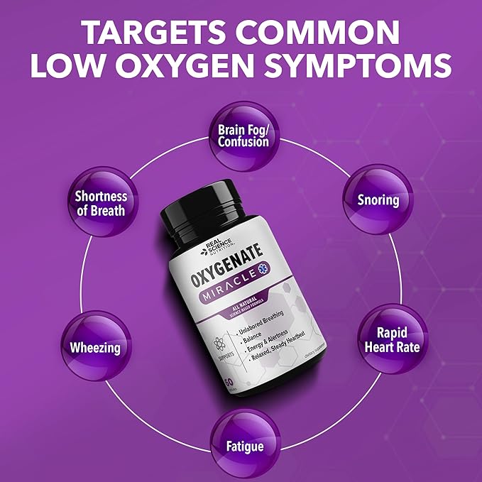 Real Science Oxygenate Miracle – Daily Lung &amp Circulation Support Supplement for Breathing Comfort and Energy – Supports Respiratory Function and Overall Wellness 60 Caps