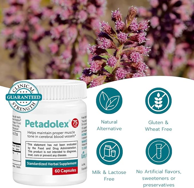 Migraine Relief - Patented Butterbur Root Extract 75mg PA-Free Butterbur Extract in Gelatin Capsules Ideal Real Butterbur for Migraines Solution Prevention