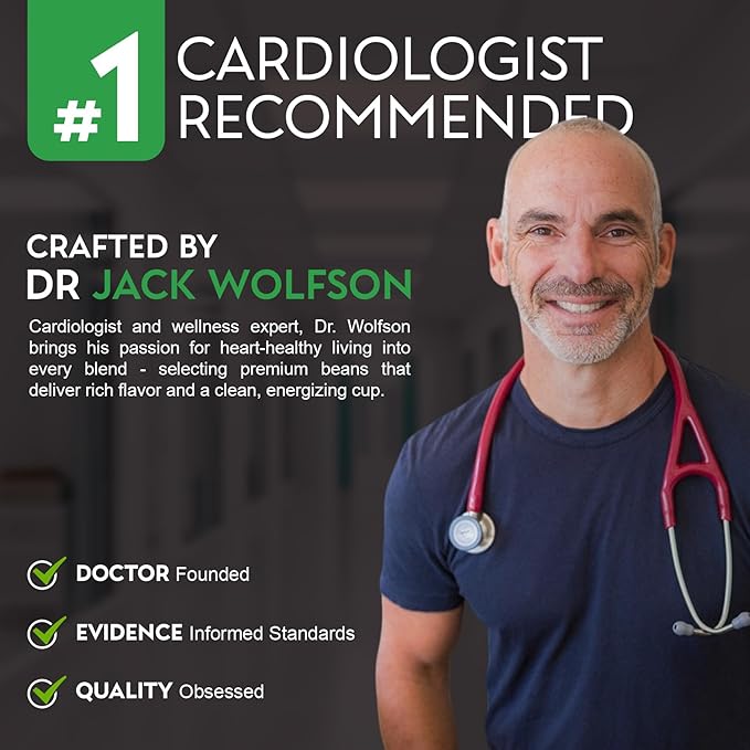 Cardiology Coffee – Medium Roast Decaf Coffee Beans – USDA Certified Organic Mold Free 12oz Premium Whole Bean Coffee – Decaf Barista-Style Beans with Swiss Water Decaf and Antioxidant Benefits