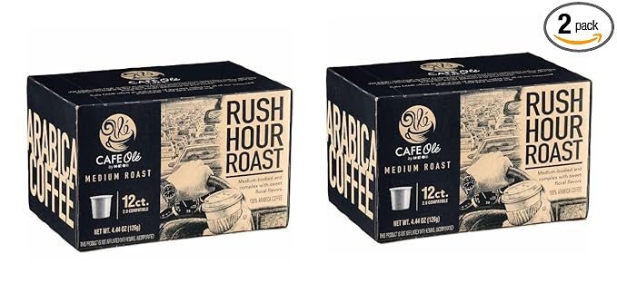 Cafe Ole HEB Single Serve Coffee Pods 12 count - 2 boxes (Rush Hour Roast)