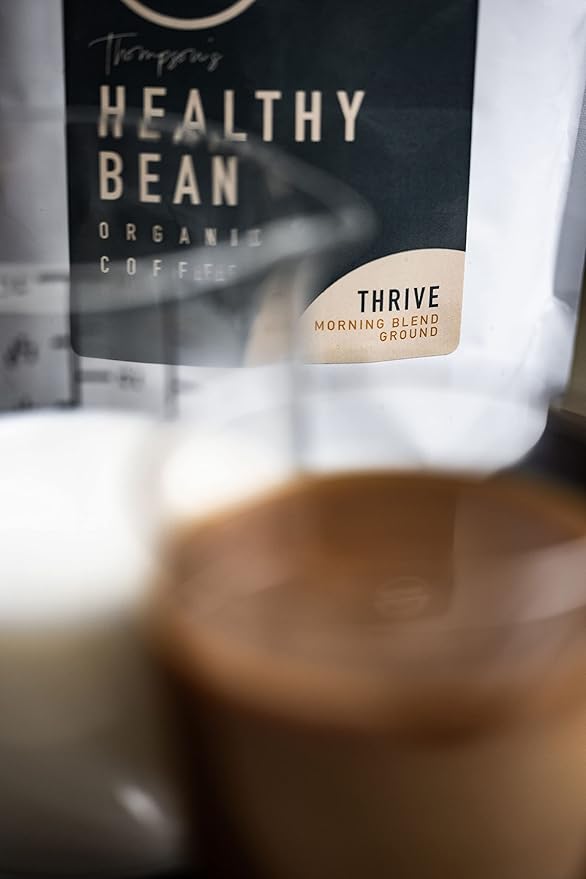 Healthy Bean Coffee Thrive Morning Blend - Whole Bean Low Acid Coffee for Sensitive Stomach Smooth and Rich Flavor - USDA Organic Medium Roast Coffee Beans 11oz
