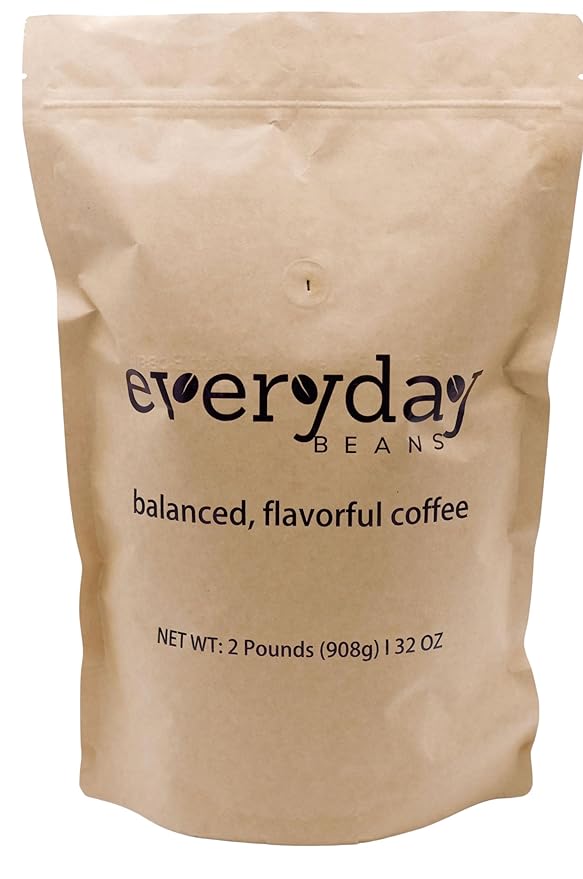 Dark Roast Ground Coffee by Everyday Beans – Smooth Balanced Flavor – 32 oz Bag