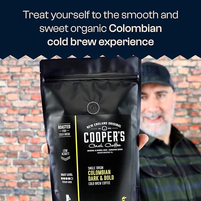 Colombian Dark Roast Single Origin Gourmet Organic Cold Brew Coffee Beans Smooth Taste of Cocoa with Light Fruited Flavors Cold Brew Coffee Grounds 2 lb Coffee Bag