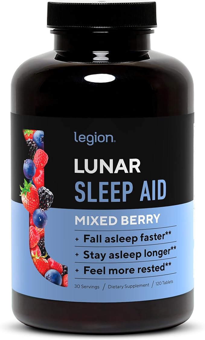 LEGION Lunar Natural Sleep Aid Chewable Tablets with Melatonin L-Glycine 30 Serving