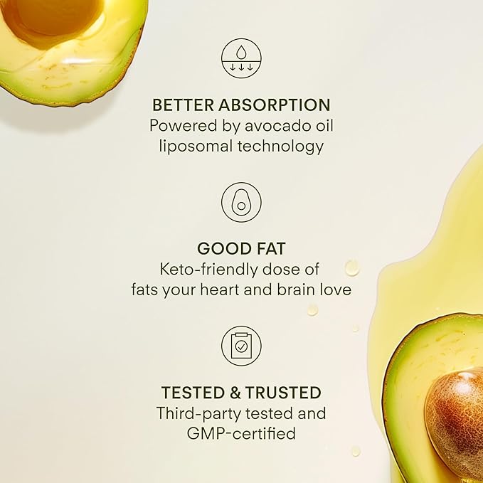 Longevity – Liposomal NAD+ Glutathione Supplement w/Liquid NAD+ CoQ10 B12 MCT &amp Avocado Oil – Cellular Health Energy Brain Gut &amp Heart Support* – Strawberry Lime – 30 Pouches