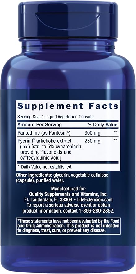 Life Extension CHOL-Support™ Helps Maintain Already Healthy Cholesterol Heart Health Artichoke Leaf Extract Vitamin B5 pantethine Gluten-Free Non-GMO Vegetarian 60 Capsules