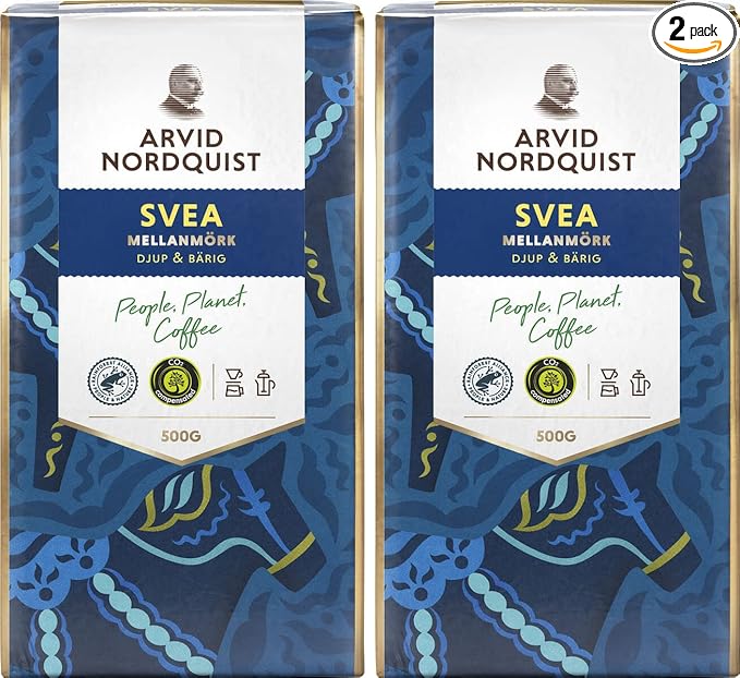 Arvid Nordquist Svea Coffee Mellanmörk (Medium-Dark Roast) 17.6-Ounce Packages (Pack of 2)