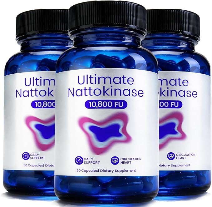Ultimate Nattokinase Supplement with 10800 FU of Nattokinase Natural Support for Circulation &amp Cardiovascular Health Odorless Fermented Soy Enzyme Easy Daily Routine 180 Count