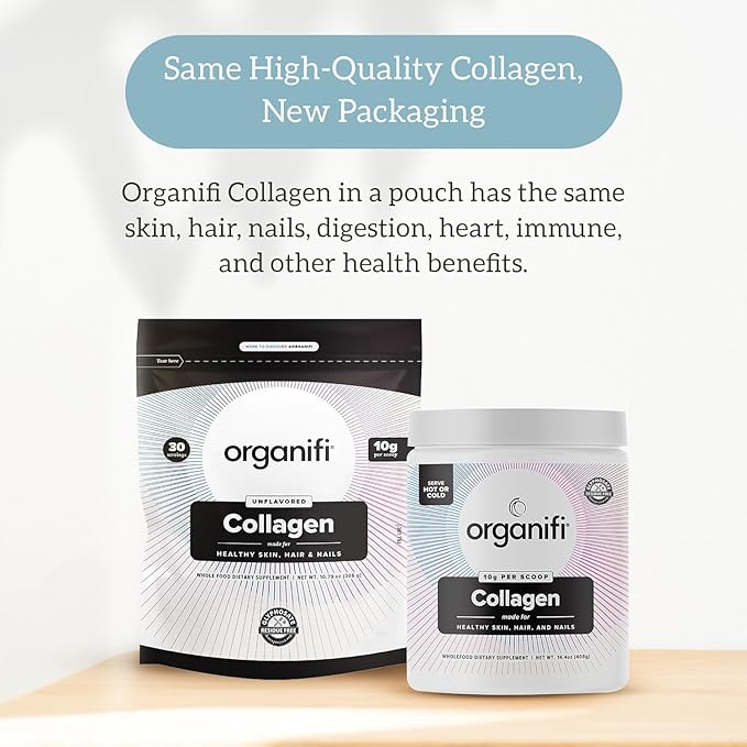 Organifi Collagen Powder - Fuller Hair Stronger Nails and Radiant Skin - Replenish and Rebuild Your Body - Gluten-Free Dairy-Free and Soy-Free Hydrolyzed Multi Collagen Peptides 30 Servings
