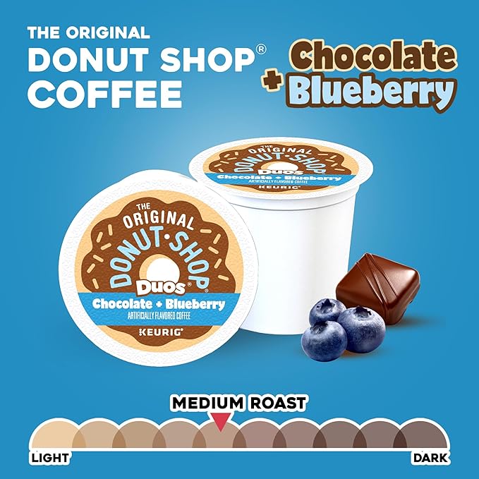 The Original Donut Shop Duos Chocolate Blueberry Coffee Keurig Single-Serve K-Cup Pods 60 Count (6 Packs of 10)