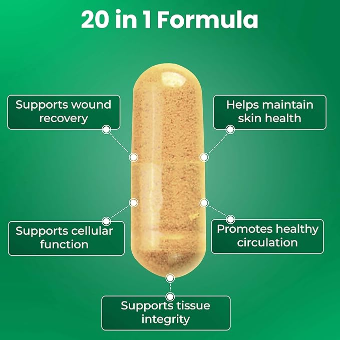 Free Life Labs WoundWorx Nutrition-Scar and Surgery Support Wound Care General and Plastic Surgery Faster Healing w/Vitamins Amino Acids Collagen Probiotics Turmeric Bromelain-90 caps