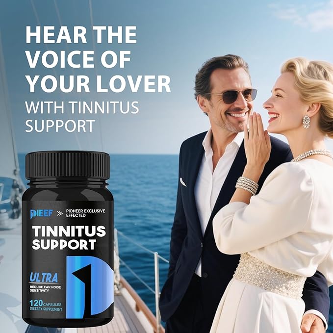 Tinnitus Relief for Ringing Ears 120 Capsules Tinnitus Support Supplement Promotes Ear Comfort &amp Hearing Wellness for Men and Women 60-Day Supply