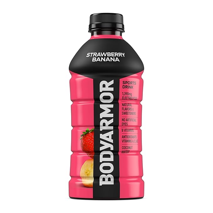 BODYARMOR Sports Drink Strawberry Banana Electrolyte Drink Hydration 28 Fl Oz Bottles (15 Pack) Flavored Coconut Water with B Vitamins &amp Antioxidants